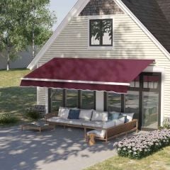 Outsunny Retractable Manual Awning 3 x 4m - Wine Red - 840-192WR Main Image