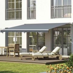 Outsunny Retractable Manual Awning 2.5 x 2m - Grey - 840-204