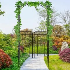 Outsunny Metal Outdoor Garden Gate Arch - Black - 844-255