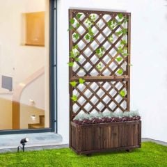 Outsunny Garden Planter Stand with Trellis - Brown - 845-127BN