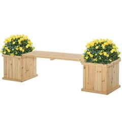 Outsunny Wooden Garden Planter & Bench Combination - Brown - 845-438ND Main View