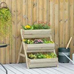 Outsunny 3 Tier Raised Wooden Planter Grow Box - Green - 845-647GN Main Image