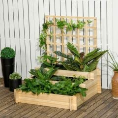 Outsunny 3 Tier Garden Planters with Trellis - Natural - 845-870V00ND Main Image