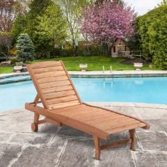 Outsunny Sun Lounger with Side Table - Brown - 84B-164