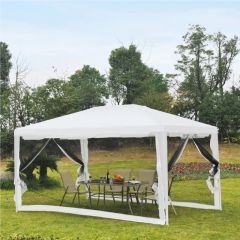 Outsunny Garden Gazebo Marquee with Mesh Curtains 4000x3000mm - White - 84C-022