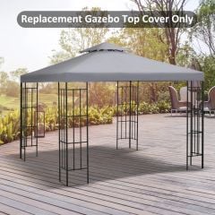 Outsunny 2 Tier Gazebo Replacement Canopy 3000x3000mm - Light Grey - 84C-041GY