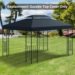 Outsunny 2 Tier Gazebo Replacement Canopy 4000x3000mm - Charcoal Grey - 84C-102GY