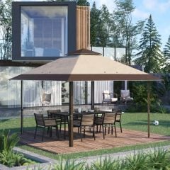 Outsunny 2 Tier Pop-Up Garden Gazebo with Carry Bag 4000x4000mm - Coffee- 84C-229V01CF