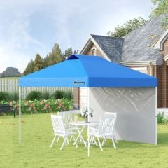 Outsunny Pop-Up Garden Gazebo with 1 Side and Roller Bag 3000x3000mm - Blue - 84C-278BU