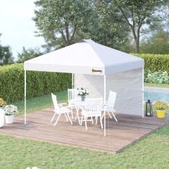 Outsunny Pop-Up Garden Gazebo with 1 Side and Roller Bag 3000x3000mm - White - 84C-278WT