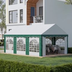 Outsunny Marquee with 6x Windows & 2 Doors 4000x6000mm - White & Green - 84C-369V01GN
