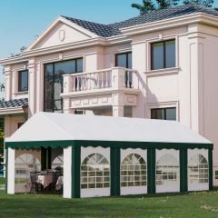 Outsunny Marquee with 8x Windows & 2 Doors 4000x8000mm - White & Green - 84C-369V02GN