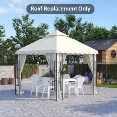 Outsunny 2 Tier Gazebo Replacement Canopy 3000x3000mm - Cream White - 84C-421V00CW