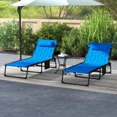 Outsunny Sun Lounger - Blue - 84G-268V71BU