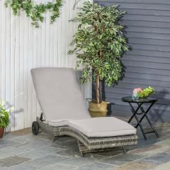 Outsunny Rattan Sun Lounger - Grey - 862-030V70GY