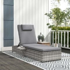 Outsunny Rattan Sun Lounger - Dark Grey - 862-073V00CG