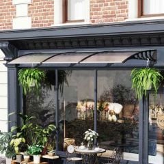 Outsunny 3m Door Canopy  - Clear/Black - B70-058V03BK