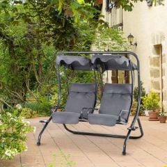 Outsunny 2 Seater Seperate Canopy Garden Swing Chairs - Grey - 84A-052V71