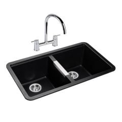Rangemaster Paragon Igneous Inset or Undermount Kitchen Sink Black PAR3641AS/