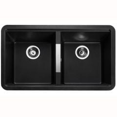 Rangemaster Paragon 2 Bowl Igneous Granite Kitchen Sink - Ash Black - PAR3641AS/