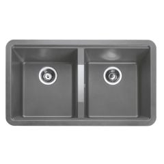 Rangemaster Paragon 2 Bowl Igneous Granite Undermount Kitchen Sink - Chroma Grey - PAR3641CG/