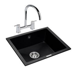 Rangemaster Paragon Igneous Inset or Undermount Kitchen Sink Black PAR4553AS/