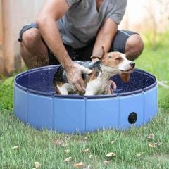 PawHut Foldable Pet Paddling Pool 80 x 20cm Diameter - Blue - D01-003BU