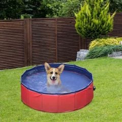 PawHut Foldable Pet Paddling Pool 80 x 20cm Diameter - Red - D01-003RD Lifestyle