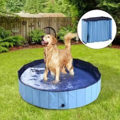 PawHut Foldable Pet Paddling Pool 140 x 30cm Diameter - Blue - D01-014BU Main Image
