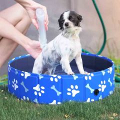 PawHut Foldable Pet Paddling Pool 80 x 20cm Diameter - Blue/White - D01-031