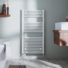 Towelrads Pisa Straight Hot Water Towel Rail 1800mm x 600mm - White - 160016