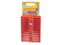 Plasplugs SRP 502 Solid Wall Super Grips Fixings Red (100) - PLASRP502