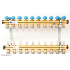 Polypipe UFH Manifold - 10 Port - 15mm - Brass PB12745