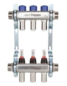 Polypipe (6 Port) 15mm Stainless Steel UFH Manifold - PB12756
