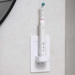 ProofVision In-wall Electric Toothbrush Charger with Shaver Socket - White - PV12P