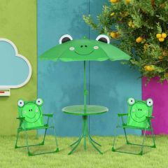 Outsunny Kids Picnic Table and Chair Set - Frog Design - Green - 312-024GN