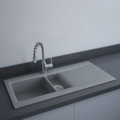RAK Ceramics Dream 1 Slim 1.5 Bowl Kitchen Sink - Matt Grey - OC200NTSL503A