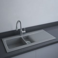 RAK Ceramics Dream 1 Slim 1.5 Bowl Inset Kitchen Sink Matt Grey - OC200NTSL503A