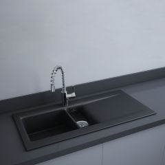 RAK Ceramics Dream 1 Slim 1.5 Bowl Kitchen Sink - Matt Black - OC200NTSL504A