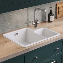 Rangemaster Rustique 1.3 Bowl Inset or Undermount Kitchen Sink CRUB3214WH/