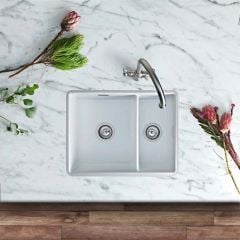 Rangemaster Rustique Inset or Undermount Kitchen Sink 1.5 Bowl CRUB3315WH/