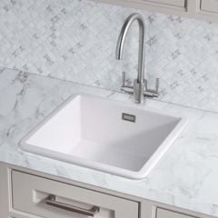 Rangemaster Rustique 462x462 1 Bowl Inset or Undermount Kitchen Sink CRUB4040WH/