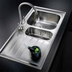 Rangemaster Manhattan 1.5 Bowl Stainless Steel Inset Kitchen Sink - MN10102L/