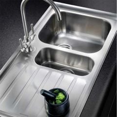 Rangemaster Manhattan 1.5 Bowl Stainless Steel Inset Kitchen Sink - MN10102R/