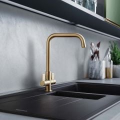 Rangemaster Aquaquad Dual Lever Monobloc Kitchen Tap - Brushed Brass - TAQ2BB/