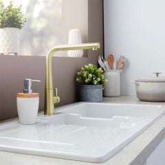 Rangemaster Conical Dual Lever Monobloc Kitchen Tap - Brushed Brass - TCO1BB/