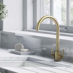 Rangemaster Aquatrend Dual Lever Monobloc Kitchen Tap - Brushed Brass - TRE1BB/