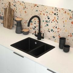 Rangemaster Aquatrend Dual Lever Monobloc Kitchen Tap - Matt Black - TRE1MB/