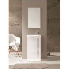 Royo Elegance Floor Standing 455mm Cloakroom Unit & Mirror Set - Gloss White - RO123427