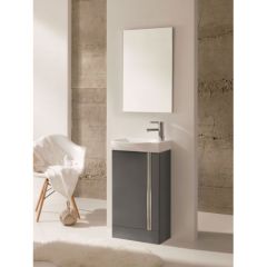 Royo Elegance Floor Standing 455mm Cloakroom Unit & Mirror Set - Gloss Grey - RO123428